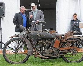 DSC_8097 (1) 1919 Indian Twin Won "People's Choice" award for 1919 Indian twin with WW-1 machine gun. Con­cours d'Elegance, Fort Adams, New­port, Rhode Island on May 23, 2011....