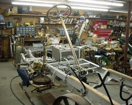 1911 Cadillac Model 30 Demi Tonneau dsc01404 Chassis with newly restored steering installed. (Status as of November 2003.)