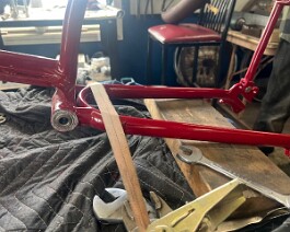 1915 Indian V-Twin 2025-05-24 1719 Rear swing arm attached with the swing arm shaft pin.